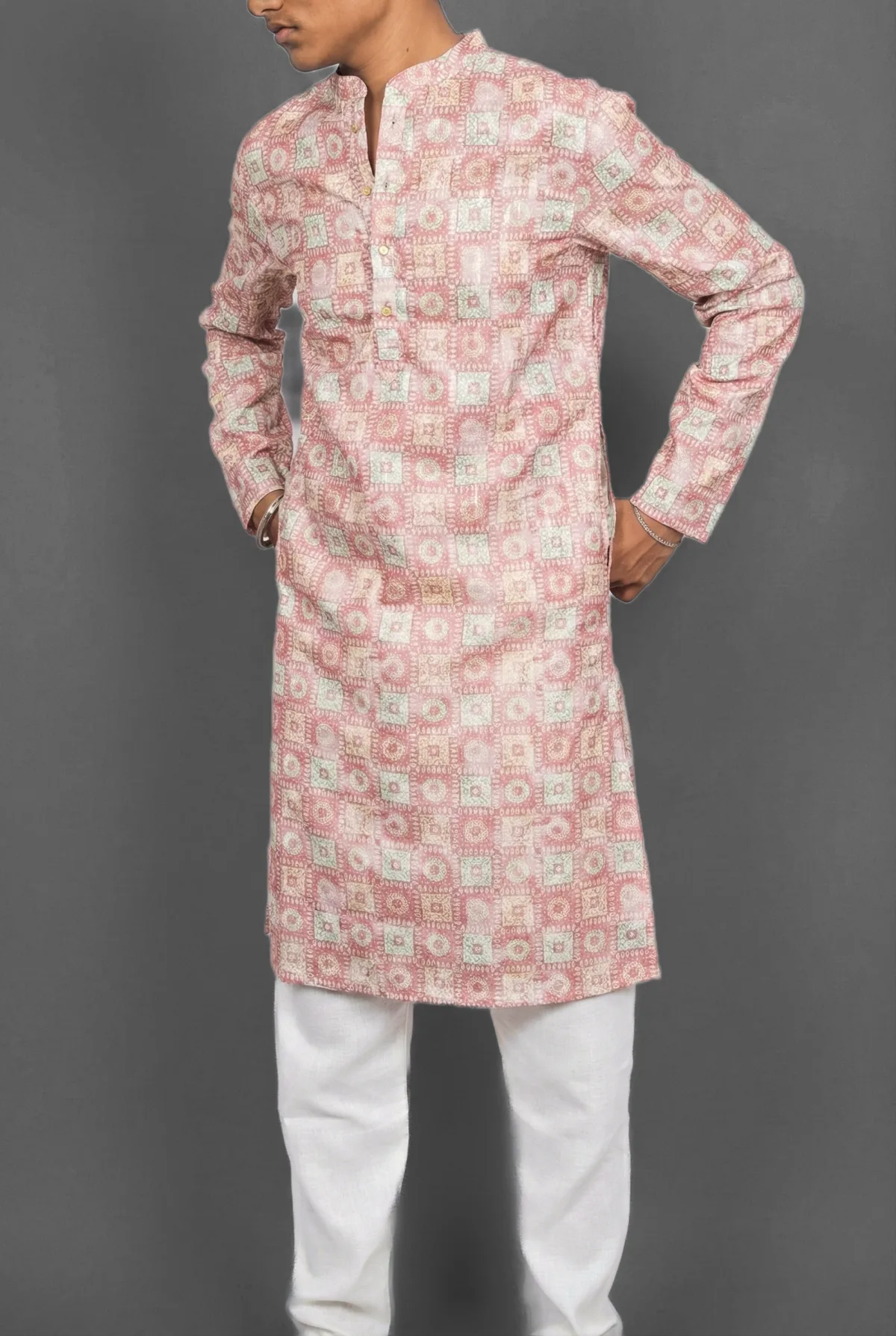 Ruby Geometry Pink Kurta view 3