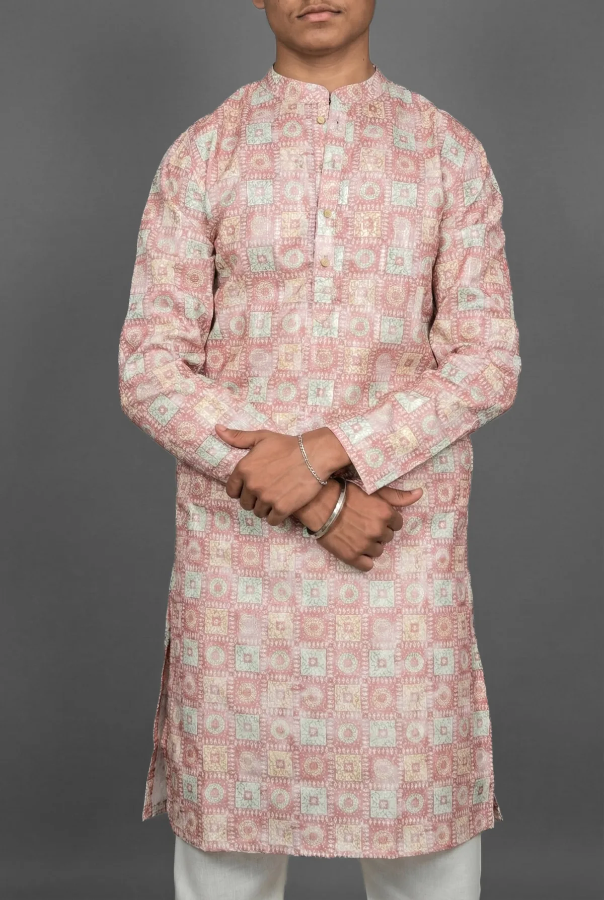 Ruby Geometry Pink Kurta view 4