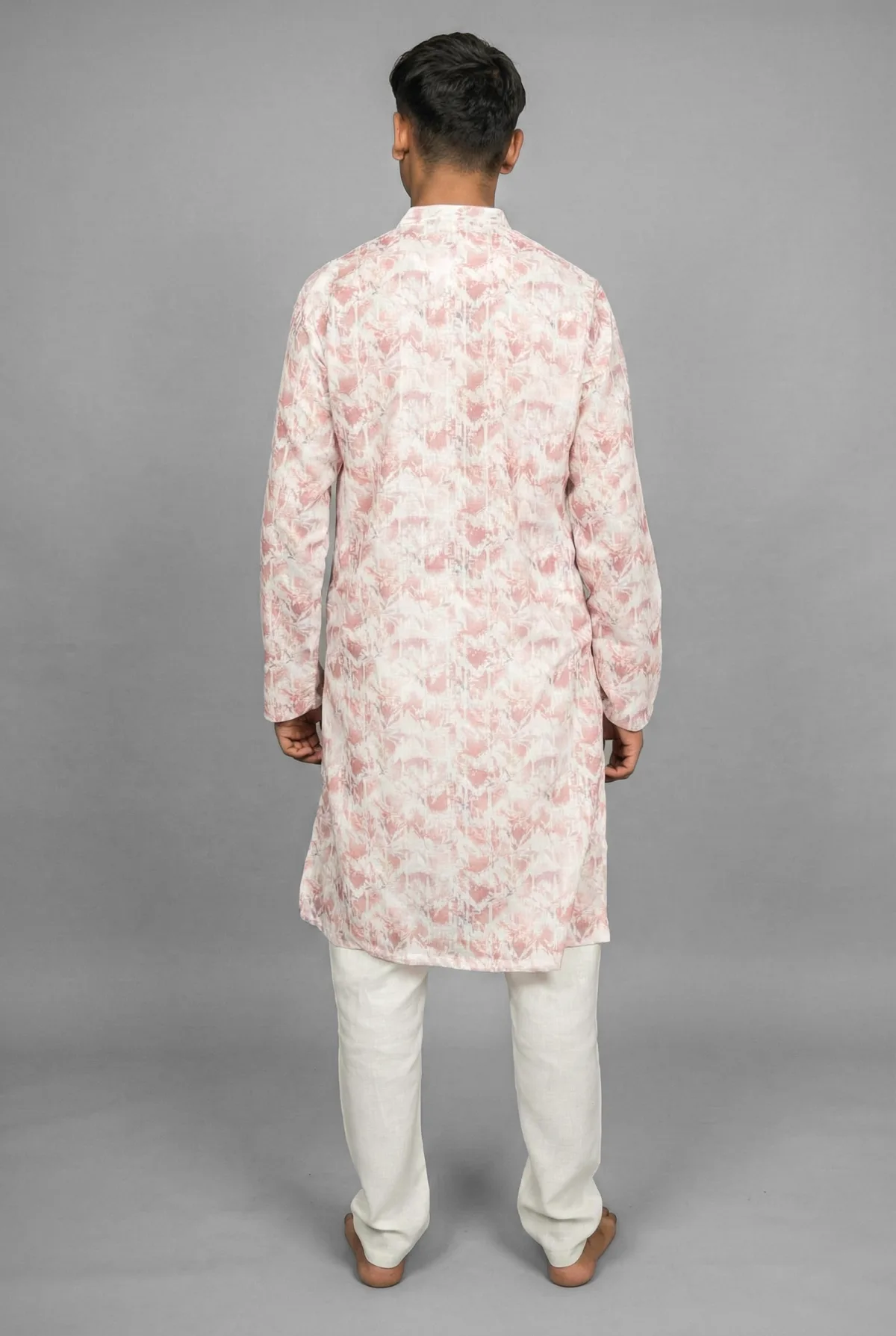 Floral Stripe Beige Kurta Detail