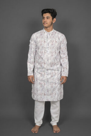 Sajraah Woodland Weave White Kurta