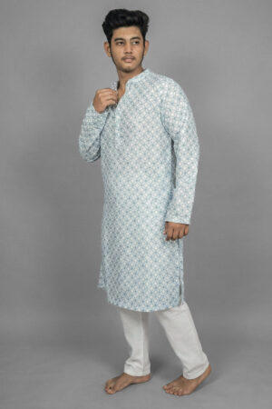 Indigo Leaf Teal Kurta