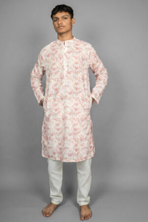 Floral Stripe Beige Kurta