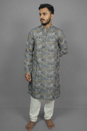 Navy Swirl Blue Kurta