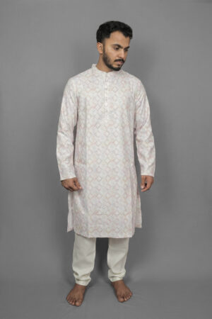Almond Lattice Beige Kurta