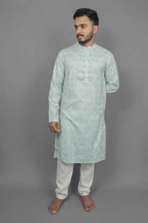 Kashmir Mosaic Teal Kurta