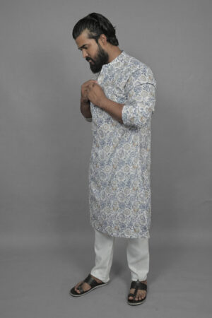 Mughal Medallion Blue Kurta