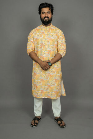 Leopard Haze Yellow Kurta